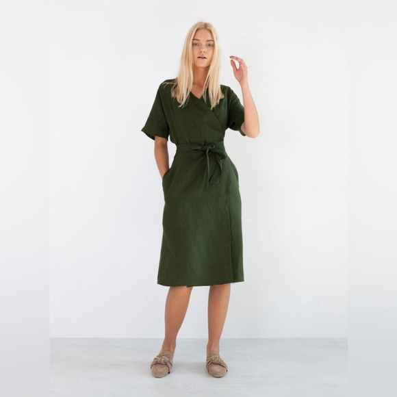 Love & Confuse Linen Wrap Kimono Inspired Summer Dress - Picture 2 of 7